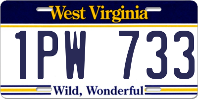 WV license plate 1PW733