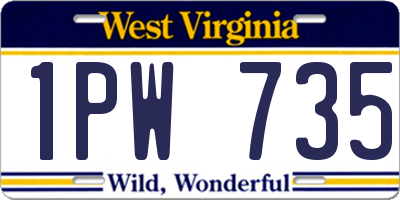 WV license plate 1PW735