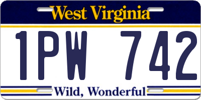 WV license plate 1PW742
