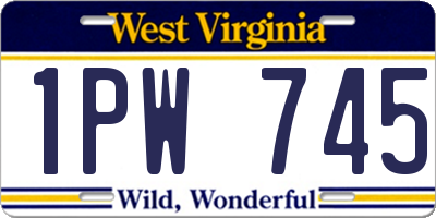 WV license plate 1PW745