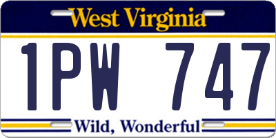 WV license plate 1PW747