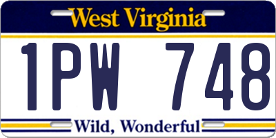 WV license plate 1PW748