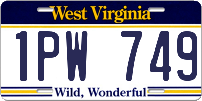 WV license plate 1PW749