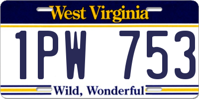 WV license plate 1PW753