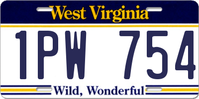WV license plate 1PW754