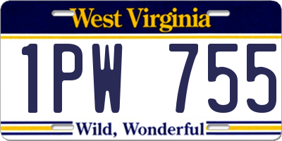 WV license plate 1PW755