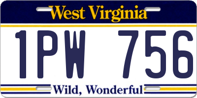 WV license plate 1PW756