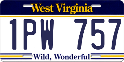 WV license plate 1PW757
