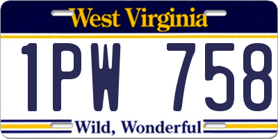 WV license plate 1PW758