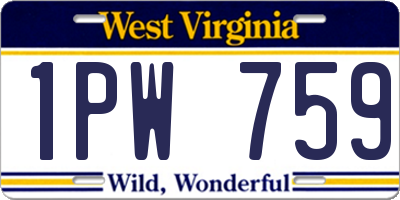 WV license plate 1PW759