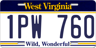 WV license plate 1PW760
