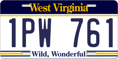 WV license plate 1PW761