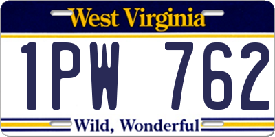 WV license plate 1PW762