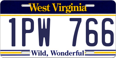 WV license plate 1PW766