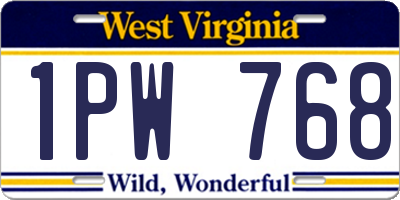 WV license plate 1PW768