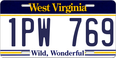 WV license plate 1PW769