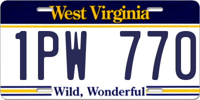 WV license plate 1PW770