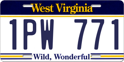 WV license plate 1PW771
