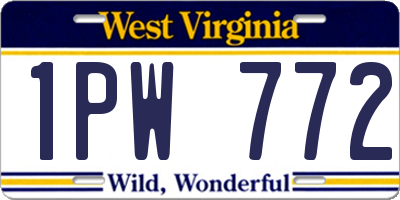 WV license plate 1PW772