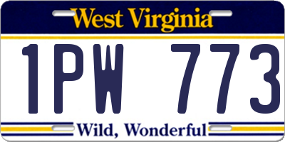 WV license plate 1PW773