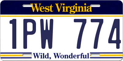 WV license plate 1PW774