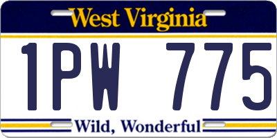 WV license plate 1PW775