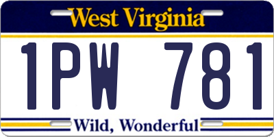 WV license plate 1PW781