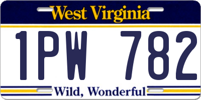 WV license plate 1PW782