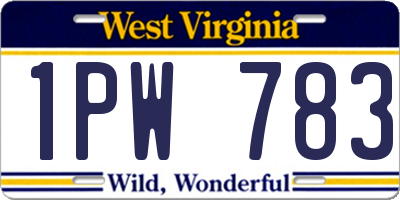WV license plate 1PW783