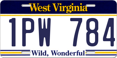 WV license plate 1PW784
