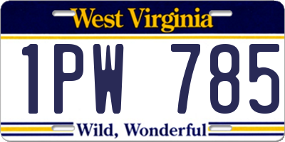 WV license plate 1PW785