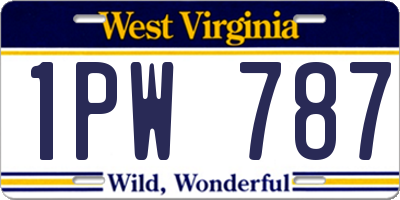WV license plate 1PW787