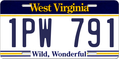 WV license plate 1PW791