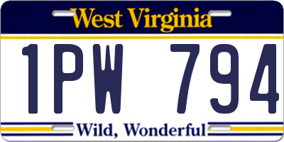WV license plate 1PW794