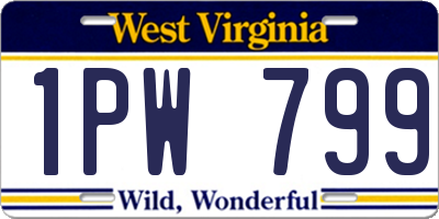 WV license plate 1PW799