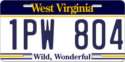 WV license plate 1PW804