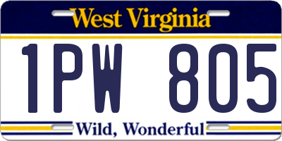 WV license plate 1PW805