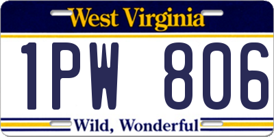 WV license plate 1PW806