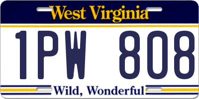 WV license plate 1PW808