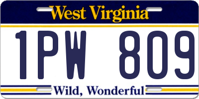 WV license plate 1PW809