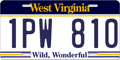 WV license plate 1PW810