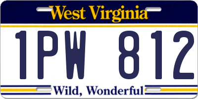 WV license plate 1PW812