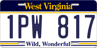 WV license plate 1PW817