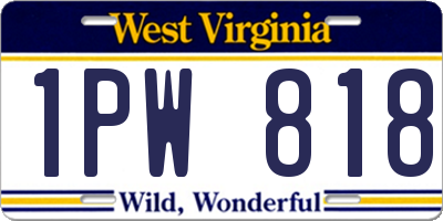 WV license plate 1PW818