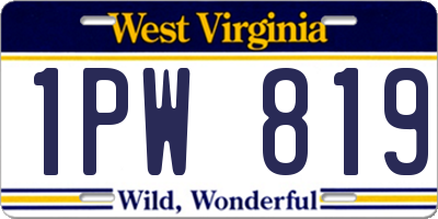 WV license plate 1PW819