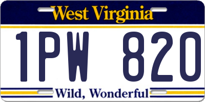 WV license plate 1PW820
