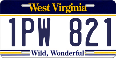 WV license plate 1PW821