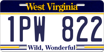 WV license plate 1PW822
