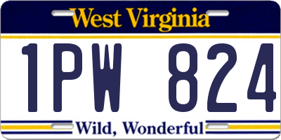 WV license plate 1PW824