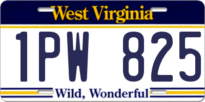 WV license plate 1PW825